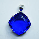 103 Ct 925 Sterling Silver Pendant BLUE Topaz Natural Certified Gems For Gift